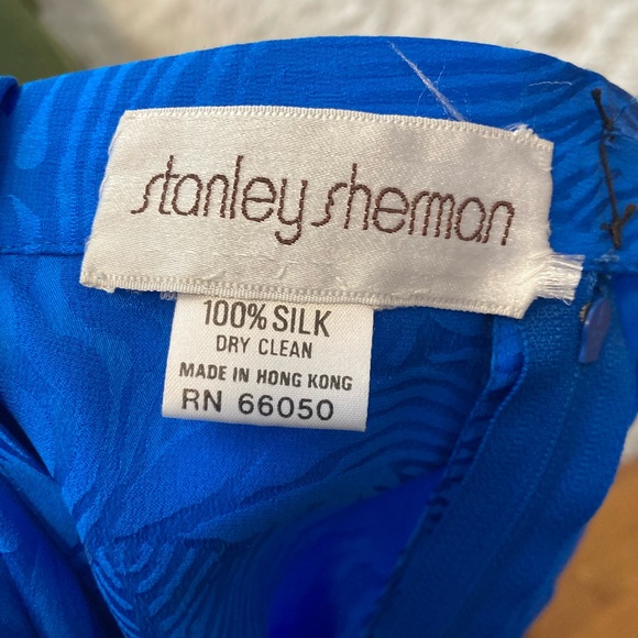 Stanley Sherman Vibrant Royal Blue Jumpsuit 2pc Silk Rose Jacquard Pattern - Picture 13 of 15